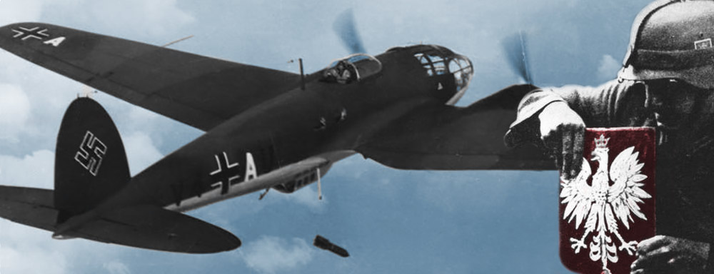 Niemiecki bombowiec He 111 nad terenem Polski w 1939 r.