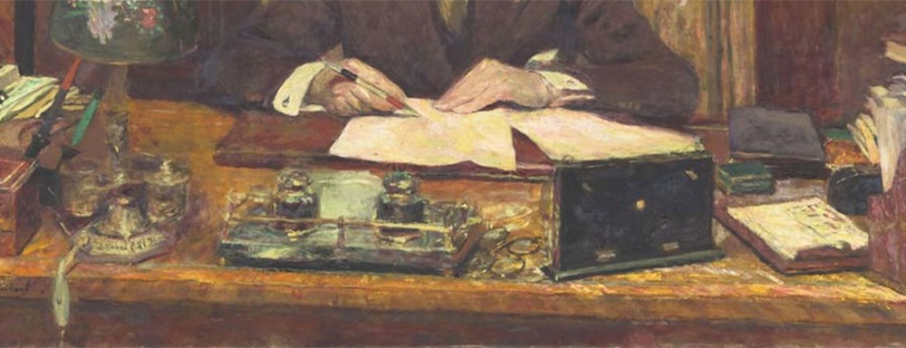 Fragment obrazu "Lucien Rosengart za biurkiem" - 1930 r., autor: Edouard Vuillard